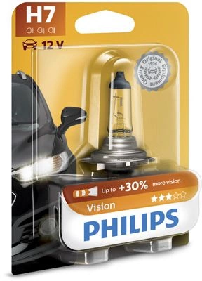 Лампа 12V H7 55W +30% PHILIPS Vision 1 шт. блистер купить 699 ₽