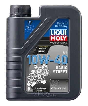 Масло моторное Liqui moly Motorbike 4T Basic Street 10W-40 минеральное 1 л купить 1 410 ₽