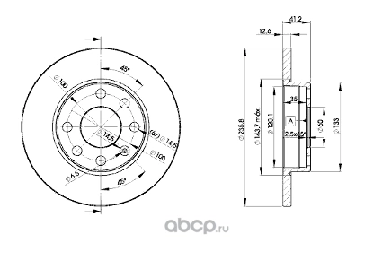 Диск тормозной передний OPEL Astra F/Corsa B/Vectra A /D=236mm ICER купить 1 660 ₽