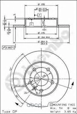 Диск тормозной задний OPEL Astra H BREMBO купить 2 859 ₽