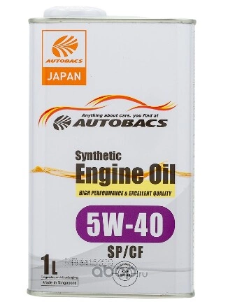 Масло моторное AUTOBACS ENGINE OIL SYNTHETIC 5W-40 синтетическое 1 л купить 1 184 ₽