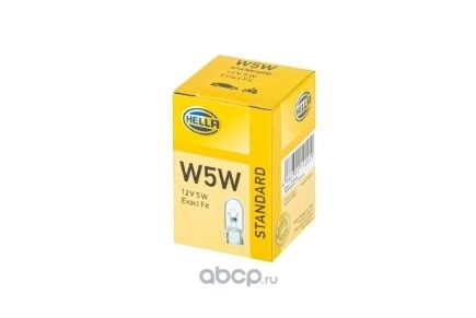 Лампа 12V W5W 5W W2,1x9,5d HELLA 1 шт. картон купить 25 ₽