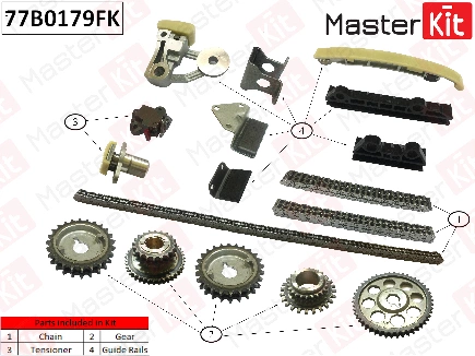 Комплект цепи ГРМ Suzuki Grand Vitara 2.5-2.7i H25A 98-03 MASTERKIT купить 22 620 ₽