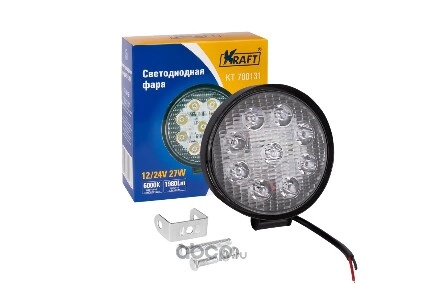 Светодиодная фара 9LED 9-60V 27W (круглая) KRAFT KT 700131 KRAFT купить 762 ₽