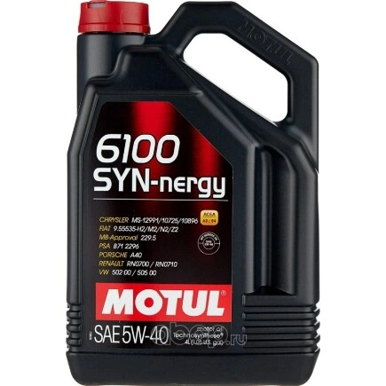 Масло моторное Motul 6100 Syn-Nergy 5W-40 синтетическое 4 л купить 4 307 ₽