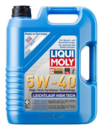 Масло моторное LIQUI MOLY Leichtlauf High Tech 5W-40 синтетическое 5 л купить 6 635 ₽