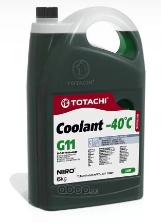 Антифриз TOTACHI Niro Coolant Green G11 готовый -40C зеленый 5 кг 4589904526817 купить 890 ₽