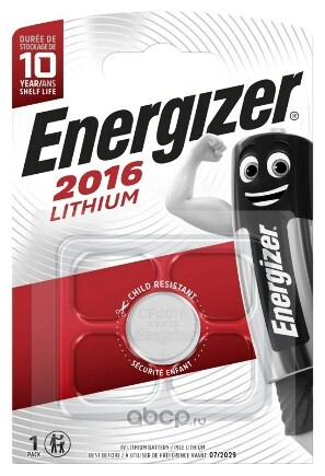 Батарейка литиевая Energizer Lithium CR2016 3V упаковка 1 шт. купить 196 ₽