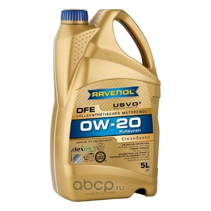 Моторное масло RAVENOL DFE SAE 0W-20 (5л) 4+1 купить 8 626 ₽