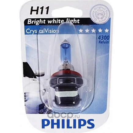 Лампа 12V H11 55W PHILIPS Crystal Vision Ultra 1 шт. блистер купить 1 877 ₽