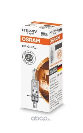 Лампа 24V H1 70W OSRAM ORIGINAL LINE 1 шт. картон купить 283 ₽