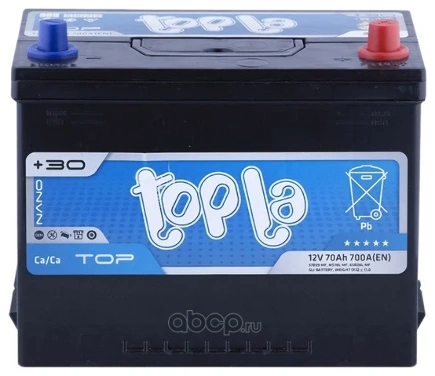 Аккумулятор TOPLA Top JIS 70 А/ч обратная R+ 57029 259x175x221 EN700 А купить 11 139 ₽