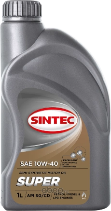 Масло моторное Sintec Super 10W-40 полусинтетическое 1 л купить 288 ₽