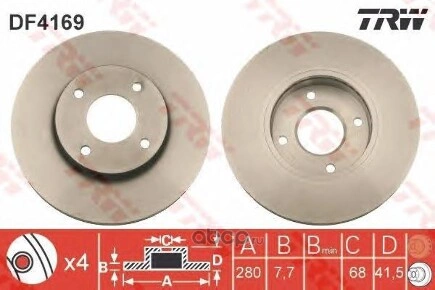 Диск тормозной передний NISSAN ALMERA (N16) / PRIMERA (P11) TRW купить 4 699 ₽