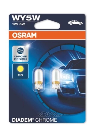 Лампа 12V WY5W 21W W2,1x9,5d OSRAM DIADEM CHROME 2 шт. блистер купить 1 205 ₽