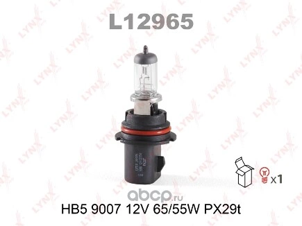 Лампа 12V HB5 65/55W PX29t LYNXauto 9007 1 шт. картон купить 399 ₽