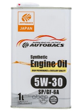 Масло моторное AUTOBACS ENGINE OIL SYNTHETIC 5W-30 синтетическое 1 л купить 1 012 ₽