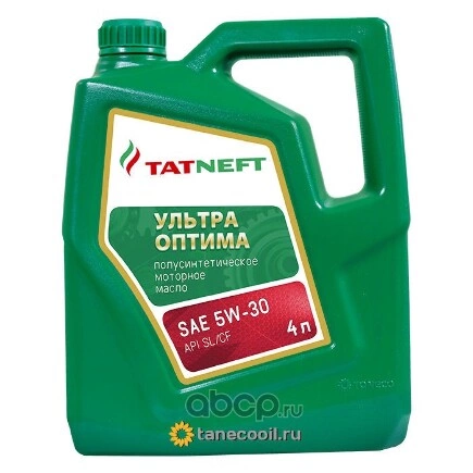 Масло моторное TATNEFT Ультра Оптима SAE 5W-30 полусинтетика 4 л купить 1 337 ₽