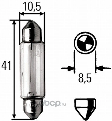 Лампа 12V C10W 10W SV8,5-8 HELLA 1 шт. картон купить 38 ₽