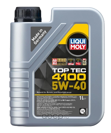 Масло моторное LIQUI MOLY Top Tec 4100 5W-40 синтетическое 1 л 7500 купить 1 986 ₽