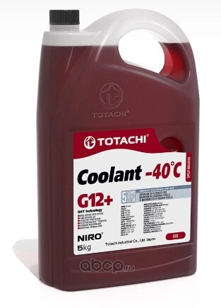 Антифриз TOTACHI Niro Coolant Red G12+ готовый -40C красный 5 кг 4589904526770 купить 930 ₽