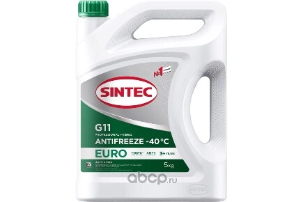 Антифриз Sintec EURO G11 готовый -40 зеленый 5 кг купить 1 003 ₽