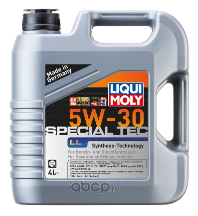 Масло моторное LIQUI MOLY Leichtlauf Special LL 5W-30 синтетическое 4 л купить 5 946 ₽