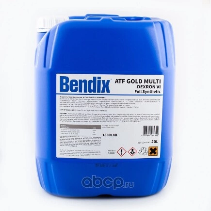 Масло трансмиссионное BENDIX GOLD ATF MULTI DEXRON VI синтетическое 20 л купить 12 766 ₽