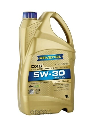 Масло моторное Ravenol DXG 5W-30 синтетика 4 л купить 8 957 ₽