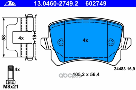 Колодки задние AD A3 A6 VW G4 G5 B5 B6 Tiguan ATE купить 4 944 ₽