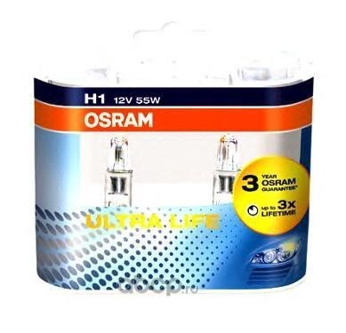 Лампа 12V H1 55W OSRAM ULTRA LIFE 2 шт. DUOBOX купить 712 ₽