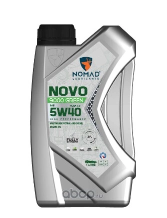 NOMAD Масло моторное NOVO 9000 GREEN 5W-40 (1 л.) ACEA C3 NOMAD LUBRICANTS купить 1 081 ₽