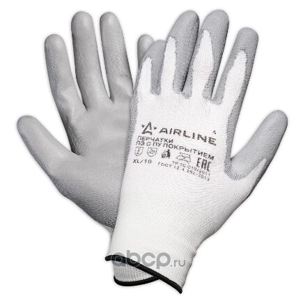 Перчатки полиэфирные с цельным ПУ покрытием ладони (XL) бел./сер.(ADWG001) купить 96 ₽