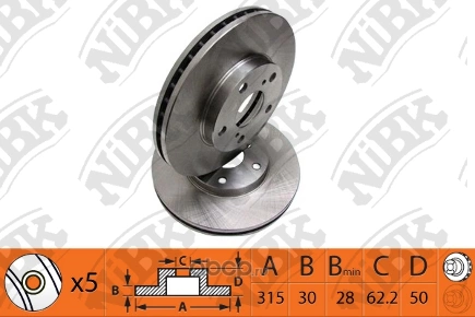 Диск тормозной передний LEXUS LS430 00-06 /Vent D=315mm NIBK купить 9 980 ₽