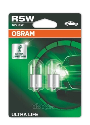 Лампа 12V R5W 5W BA15s OSRAM ULTRA LIFE 2 шт. блистер купить 209 ₽