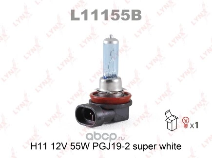 Лампа 12V H11 55W PGJ19-2 LYNXauto SUPER WHITE 1 шт. картон купить 586 ₽