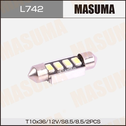 Лампа светодиодная 12V T10 10W T10x37 MASUMA 2 шт. картон купить 373 ₽