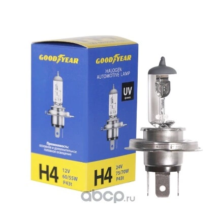 Лампа галогеновая  H4 P43t 12V 60/55W 3200 1 шт. купить 139 ₽