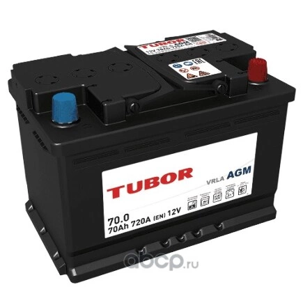 Аккумулятор TUBOR AGM 70 А/ч Обратная 278x175x190 EN720 А купить 16 607 ₽