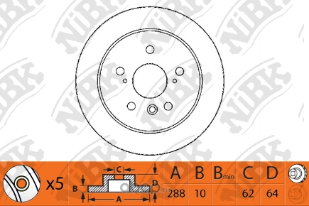 Диск тормозной задний TOYOTA Camry 01-06 NIBK купить 5 190 ₽