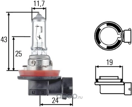 Лампа галогеновая  H11 PGJ19-2 24V 70W 1 шт. купить 609 ₽