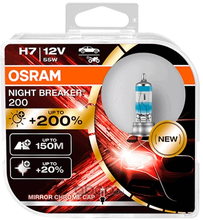 Лампа 12V H7 55W +200% PX26d OSRAM NIGHT BREAKER 2 шт. DUOBOX купить 3 860 ₽