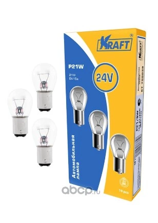 Лампа 12V P21W 21W BA15s KRAFT 1 шт. картон купить 40 ₽