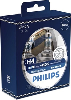 Лампа 12V H4 60/55W +150% PHILIPS RacingVision 2 шт. DUOBOX купить 1 455 ₽