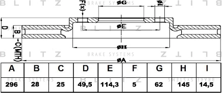 Диск тормозной передний TOYOTA Camry/RAV4 2.0/2.4L all 06-> /Vent D=296mm BLITZ купить 3 537 ₽