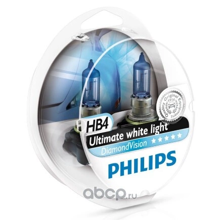 Лампа 12V HB4 55W 5000K PHILIPS Diamond Vision 2 шт. блистер купить 4 004 ₽