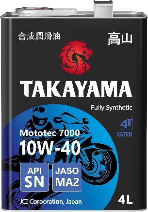 Масло моторное Takayama Mototec 7000 4T 10W-40 SN MA-2 синтетика 4л купить 5 375 ₽