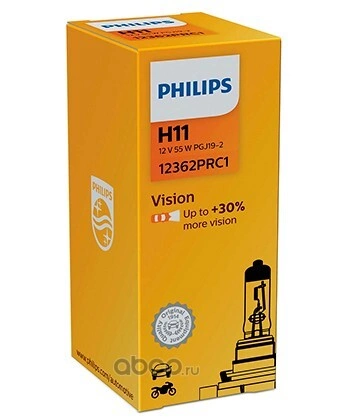 Лампа 12V H11 55W +30% PHILIPS Vision 1 шт. картон купить 882 ₽