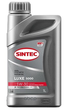 Масло моторное Sintec Luxe 5000 5W-30 полусинтетика 1л купить 446 ₽