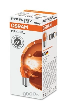 Лампа 12V PY21W 21W BAU15s OSRAM ORIGINAL LINE 1 шт. картон купить 120 ₽